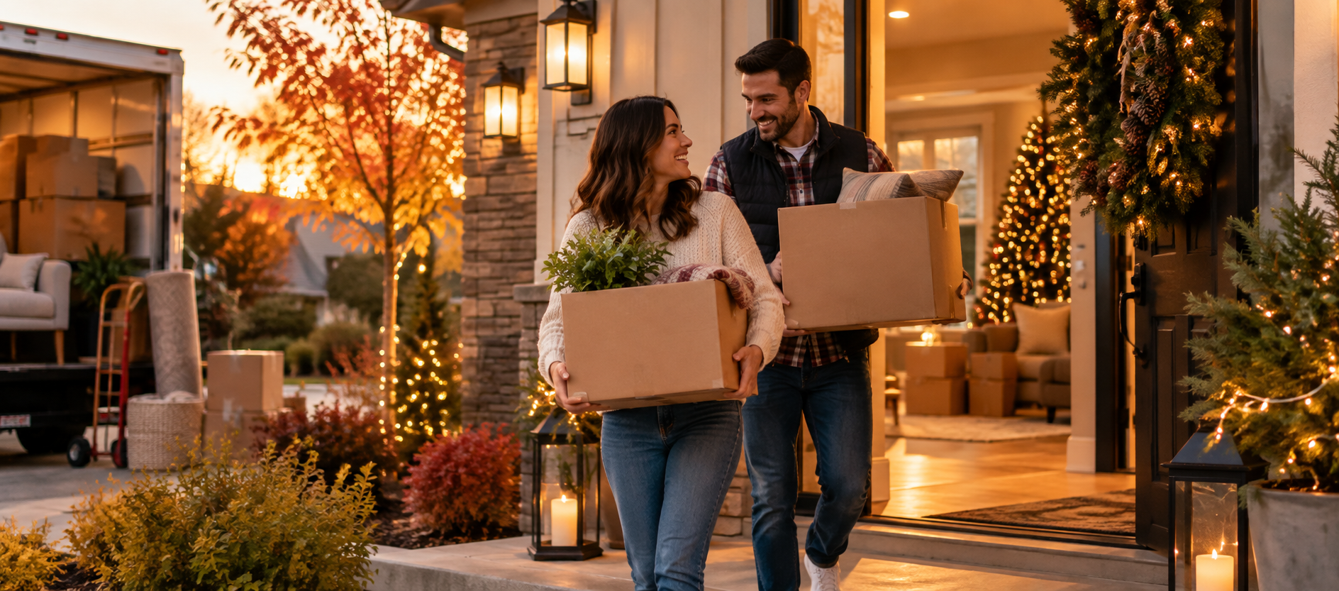 Home buyer preparing to move into a new California home before the holiday season