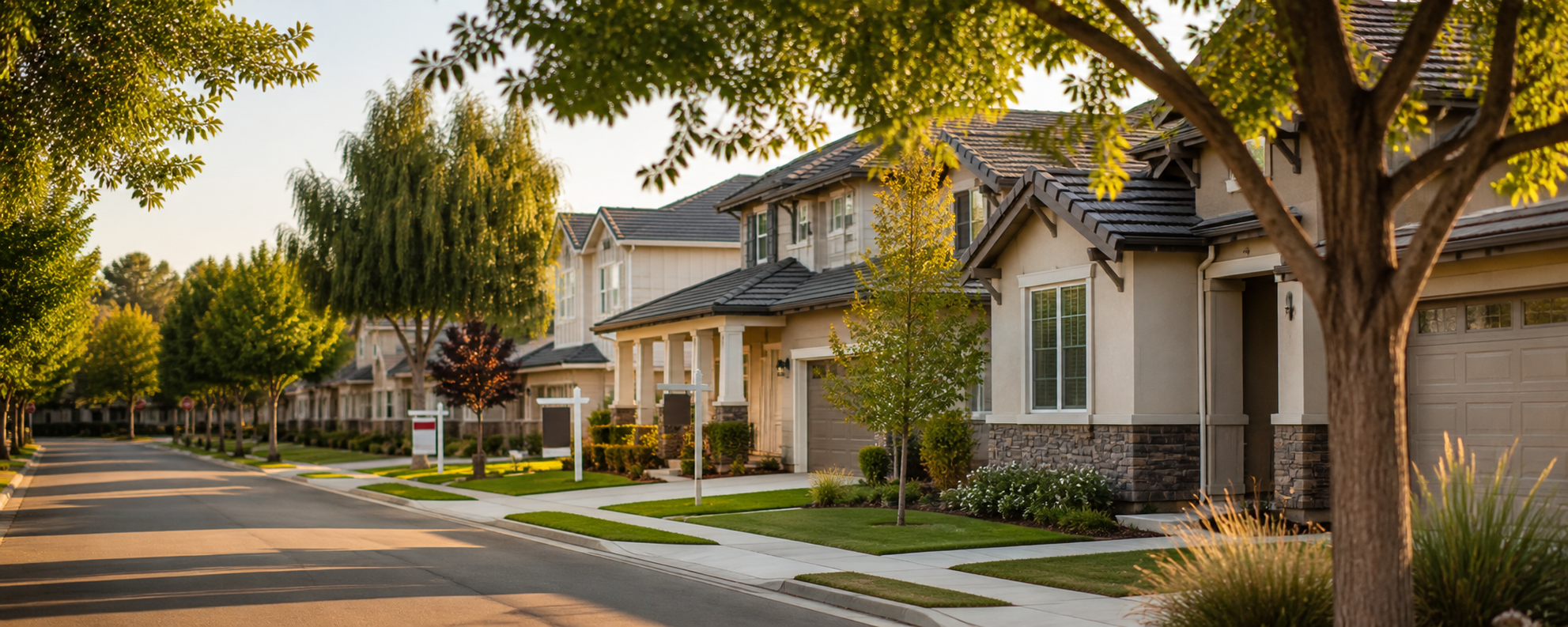 Central Valley California residential neighborhood representing current real estate market trends, home prices, inventory, and housing opportunities in Modesto and surrounding communities.
