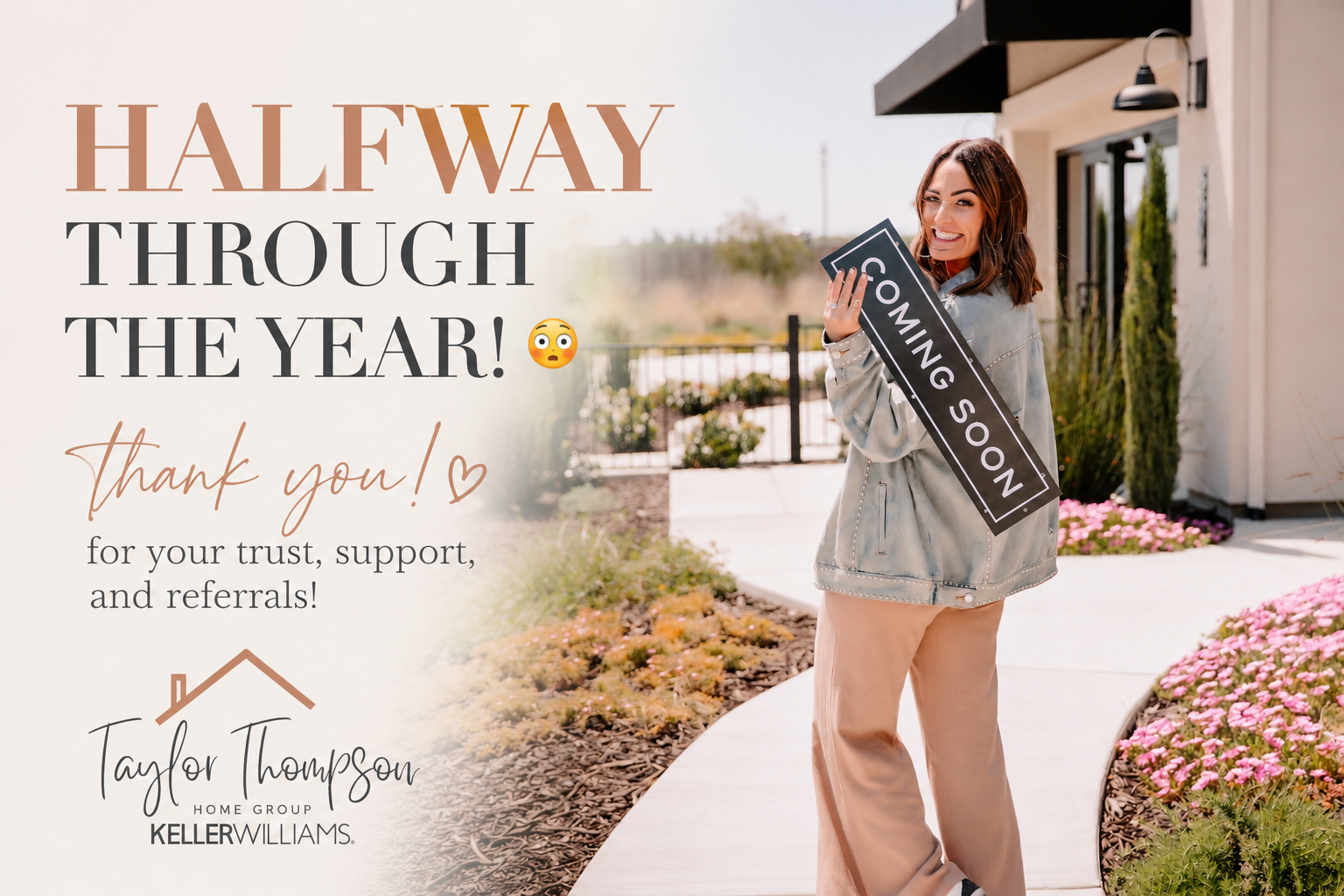 Taylor Thompson celebrating a successful first half of 2026 after helping 40 families buy and sell homes throughout California's Central Valley.